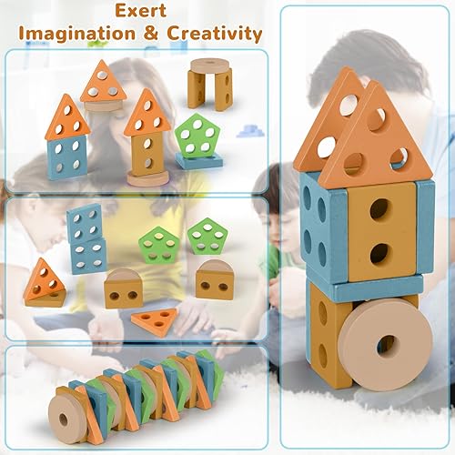 Miniatura 8 de Juguetes Montessori para niños y niñas de 1, 2 y 3 años, juguetes sensoriales para niños pequeños, juguetes de clasificación y apilamiento de