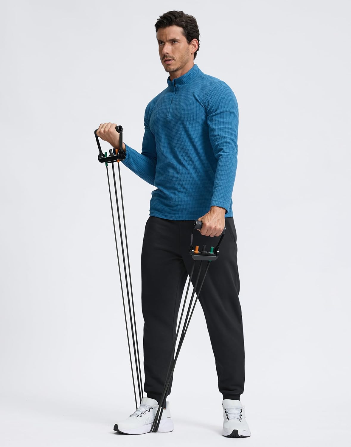 Men's Cotton Fleece Lined Joggers with Zipper Pockets Athletic Workout Gym Lounge Sweatpants Winter Warm Pants - Image 6