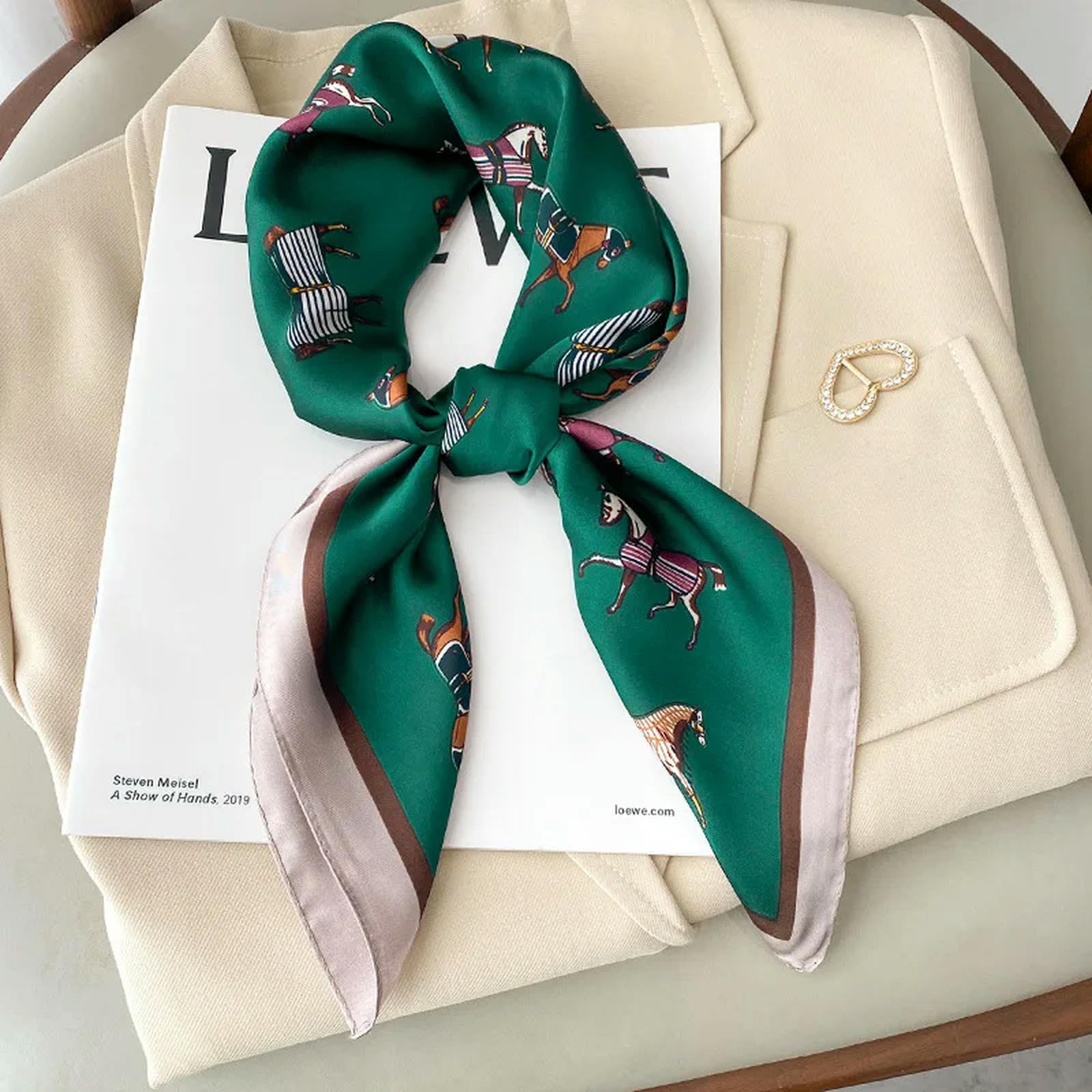 Bufanda de Verano con Estampado de Seda para Mujer, pañuelo Cuadrado para el Pelo, Banda para la Cabeza, chales, pañuelo para el Cuello, Bandana para Mujer