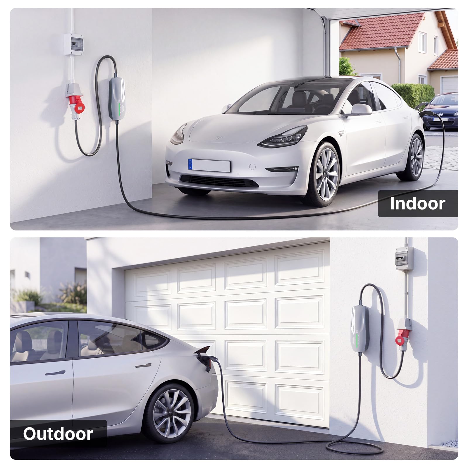 Mobile Wallbox/Ladestation 11kW mit CEE Stecker, 6m | 3-phasig | 6-16A | Typ 2 Ladekabel EV Ladegerät für Allen E-Auto & PHEVS, IEC 62196-2, IP66