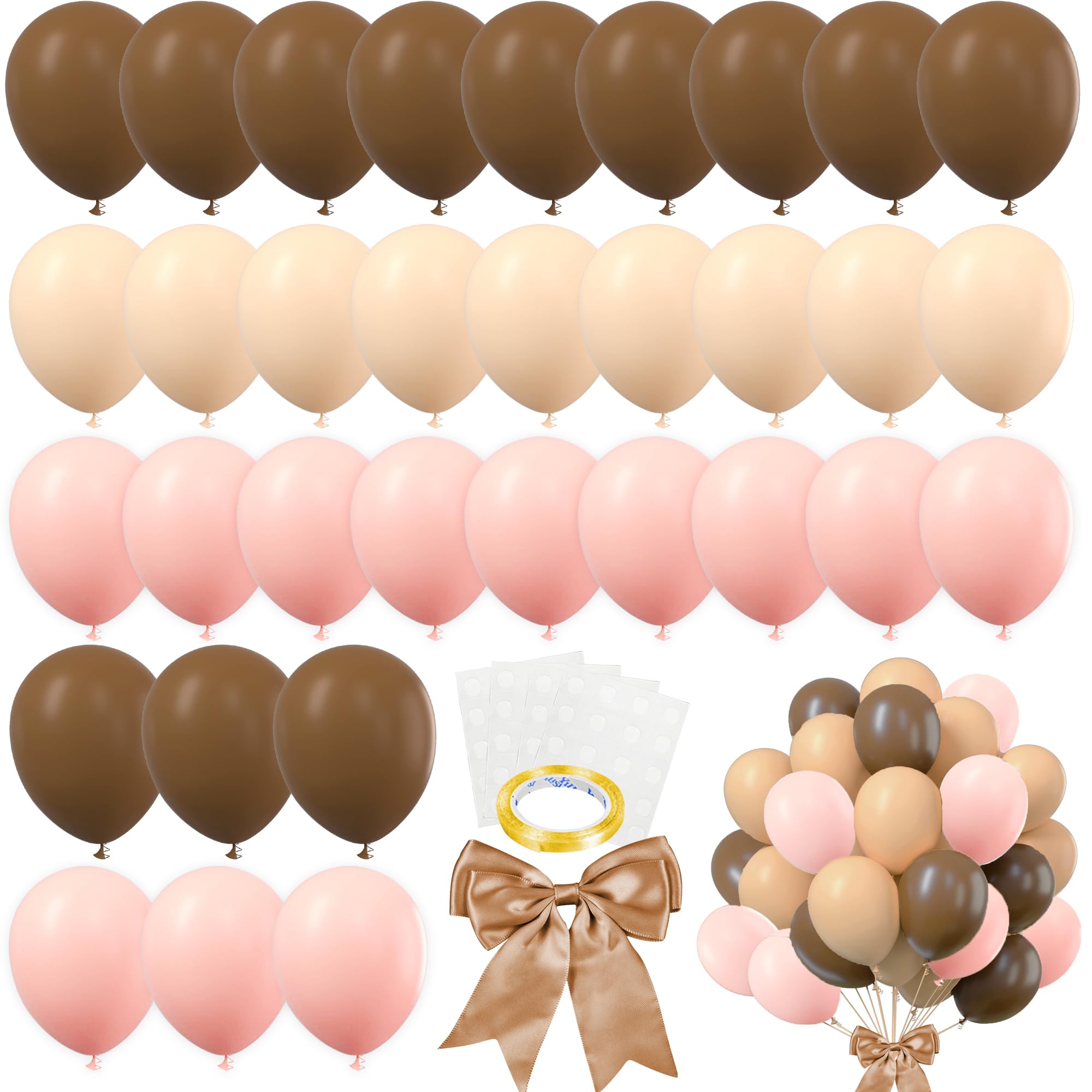 BANBALLON 82 PCS Party Balloons Kit Latex 10 inch Brown Pink Khaki Cream Balloons for Girl Party Wedding Gender Reveal Decorations Baby Shower Bear