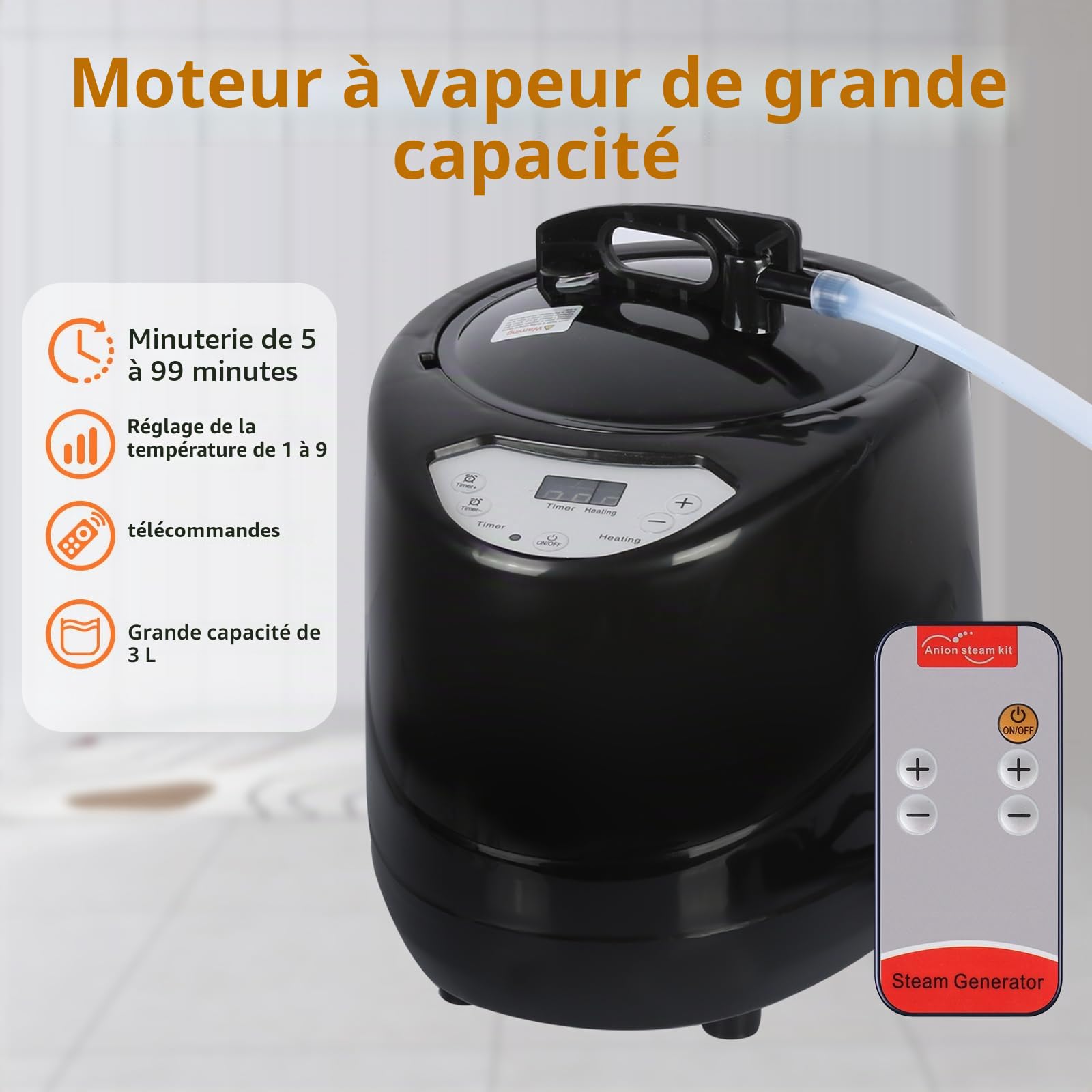 Sauna, sauna à vapeur pour la maison, sauna portable avec télécommande, espace de sauna portable peut soulager la fatigue, perte de poids (noir-D)