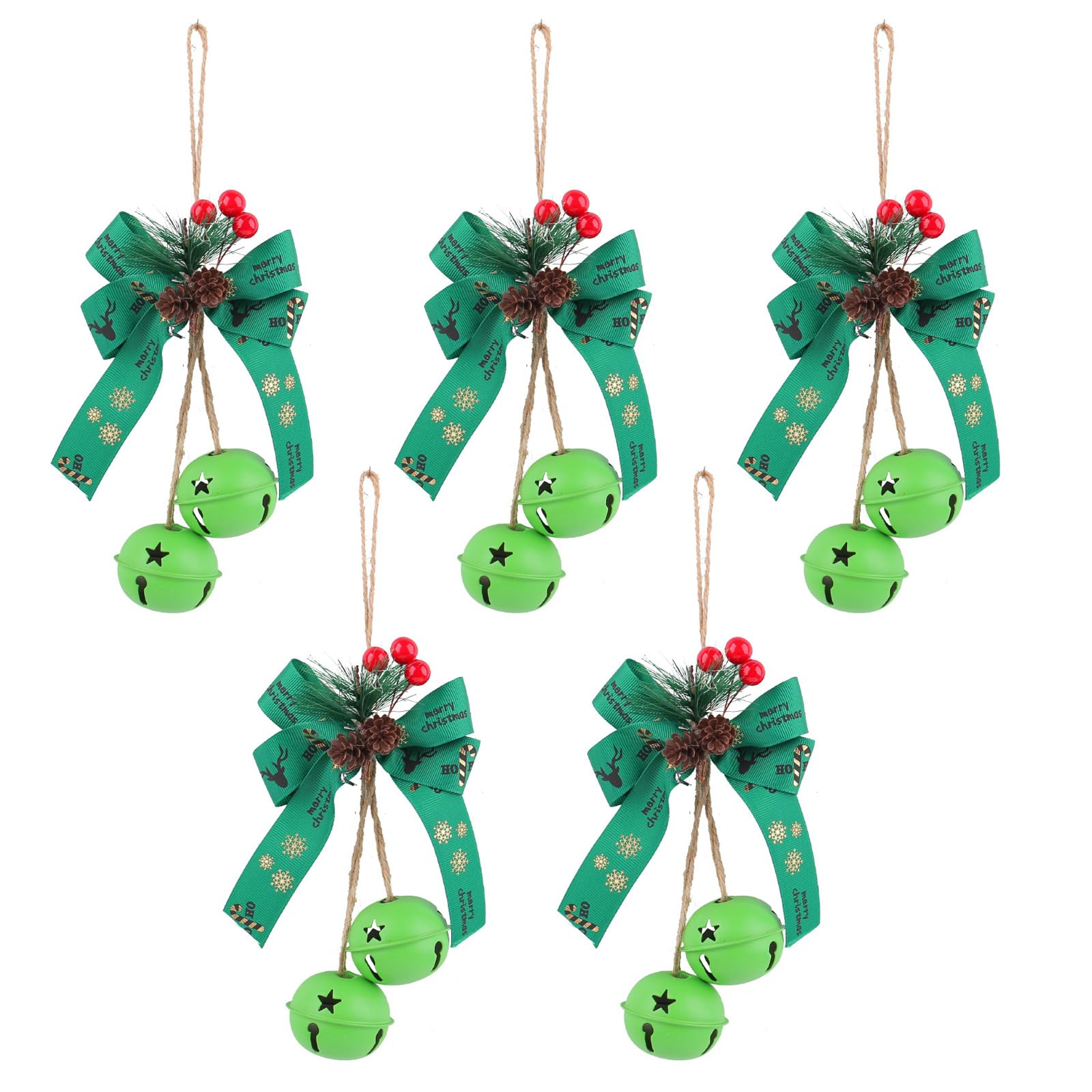 Tsophreniq Sturdy Bells with Colorful Bowknot Iron Craft Christmas Bells with Bowknot for Indoor and Outdoor Festival Display Festival Ornament