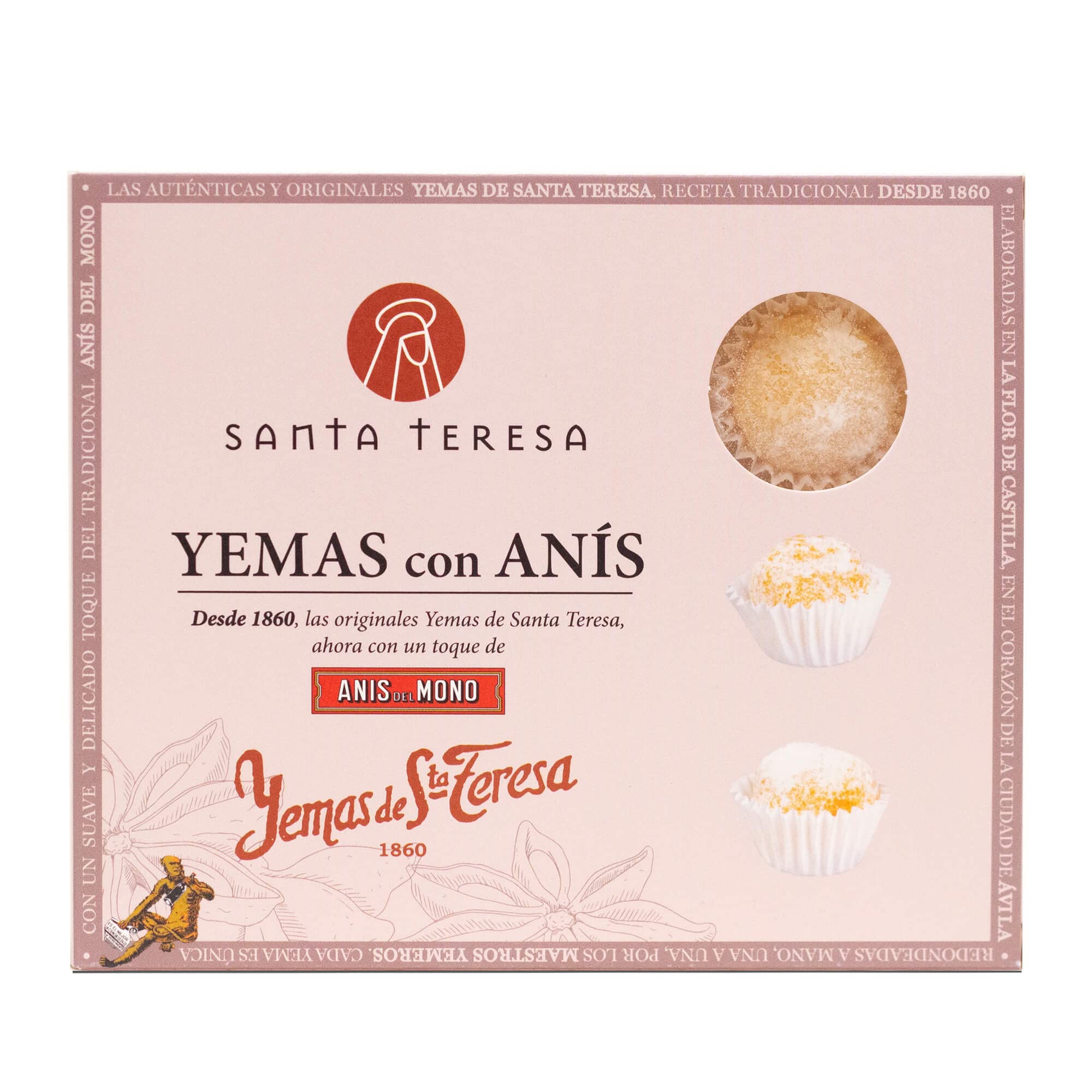 Santa Teresa - Yemas De Santa Teresa Ávila De Sabor Anís Del Mono - Elaboradas De Forma Artesanal Sin Aditivos Y Sin Conservantes - Dulce Gourmet Sabor Anís Del Mono. Caja 12 unds