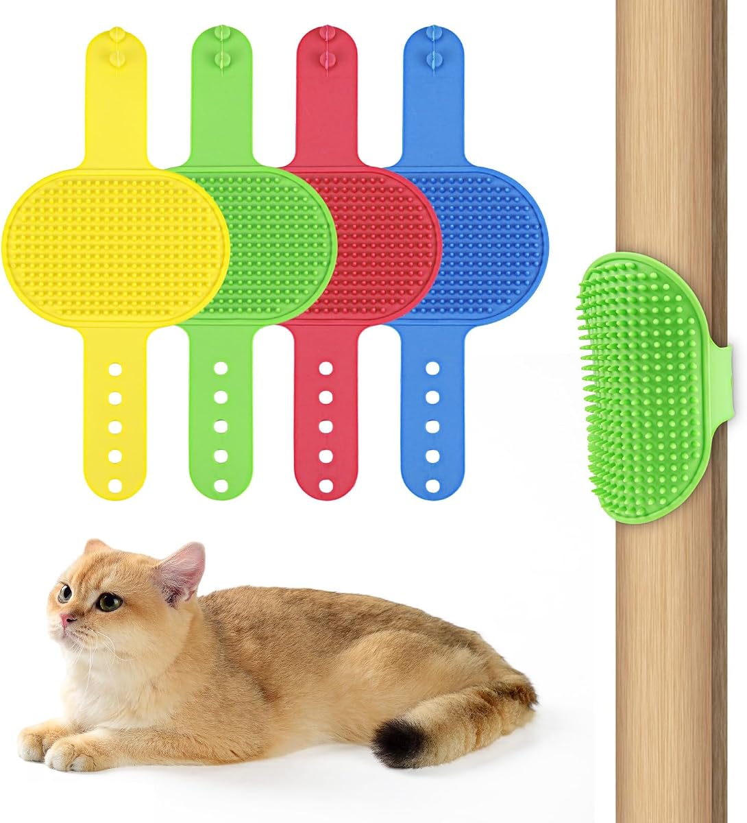 4 Colors Cat Self Groomer Brush Silicone Combs for Indoor Face Scratcher Adjustable Wall Mounted Corner Massage Comb