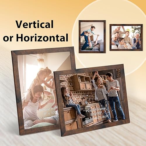 Miniatura 5 de Paquete de 1 portarretratos de madera marrón de 8 x 10 pulgadas para mesa y pared, marco de fotos de madera marrón rústico de 8 x 10 pulgadas para