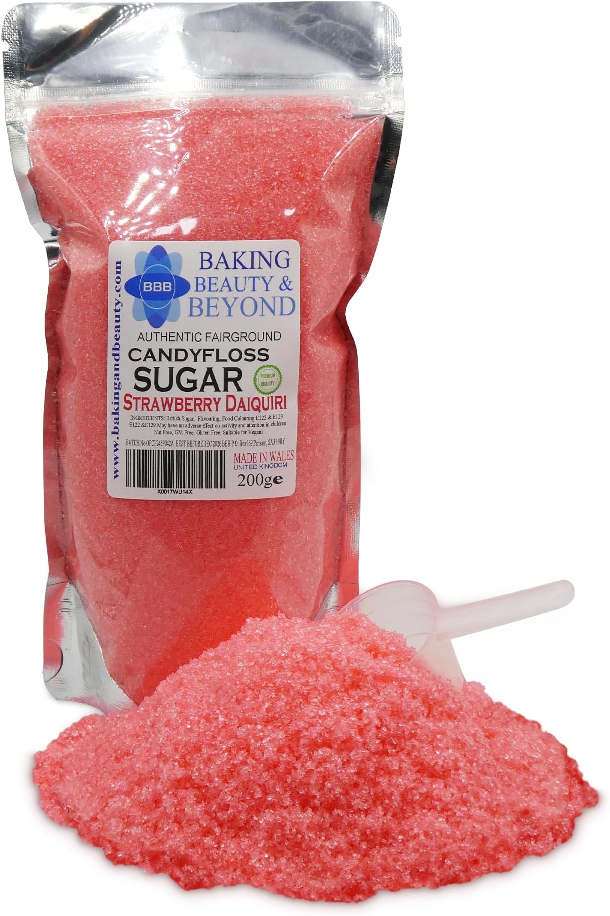 Baking Beauty and Beyond Premium Candy Floss Sugar 200g - Strawberry Daiquiri Flavour