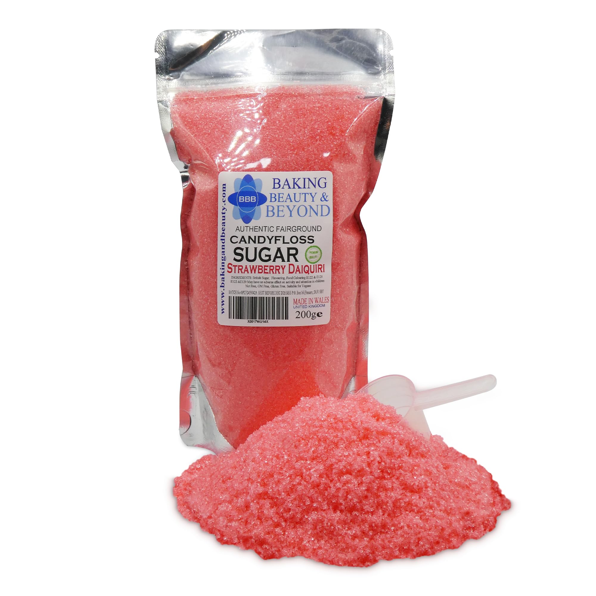 Baking Beauty and Beyond Premium Candy Floss Sugar 200g - Strawberry Daiquiri Flavour