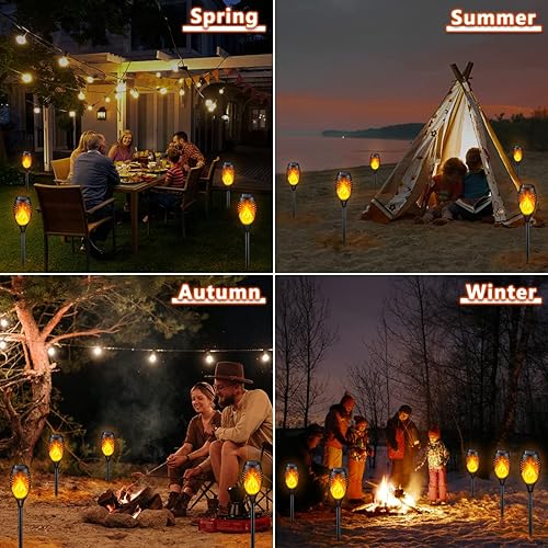 Miniatura 3 de Luces solares para exteriores paquete de 8 antorchas solares Tiki con llama parpadeante para decoración al aire libre luces impermeables para