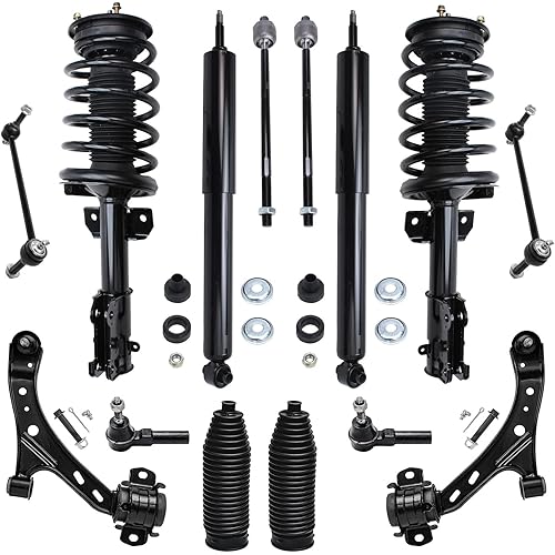 Detroit Axle - Front End 14pc Suspension Kit for 05-10 Ford Mustang 2005 2006 2007 2008 2009 2010, 2 Struts 2 Rear Shock Absorbers 2 Lower Control Arms 2 Sway Bars 4 Tie Rods 2 Boots Replacement