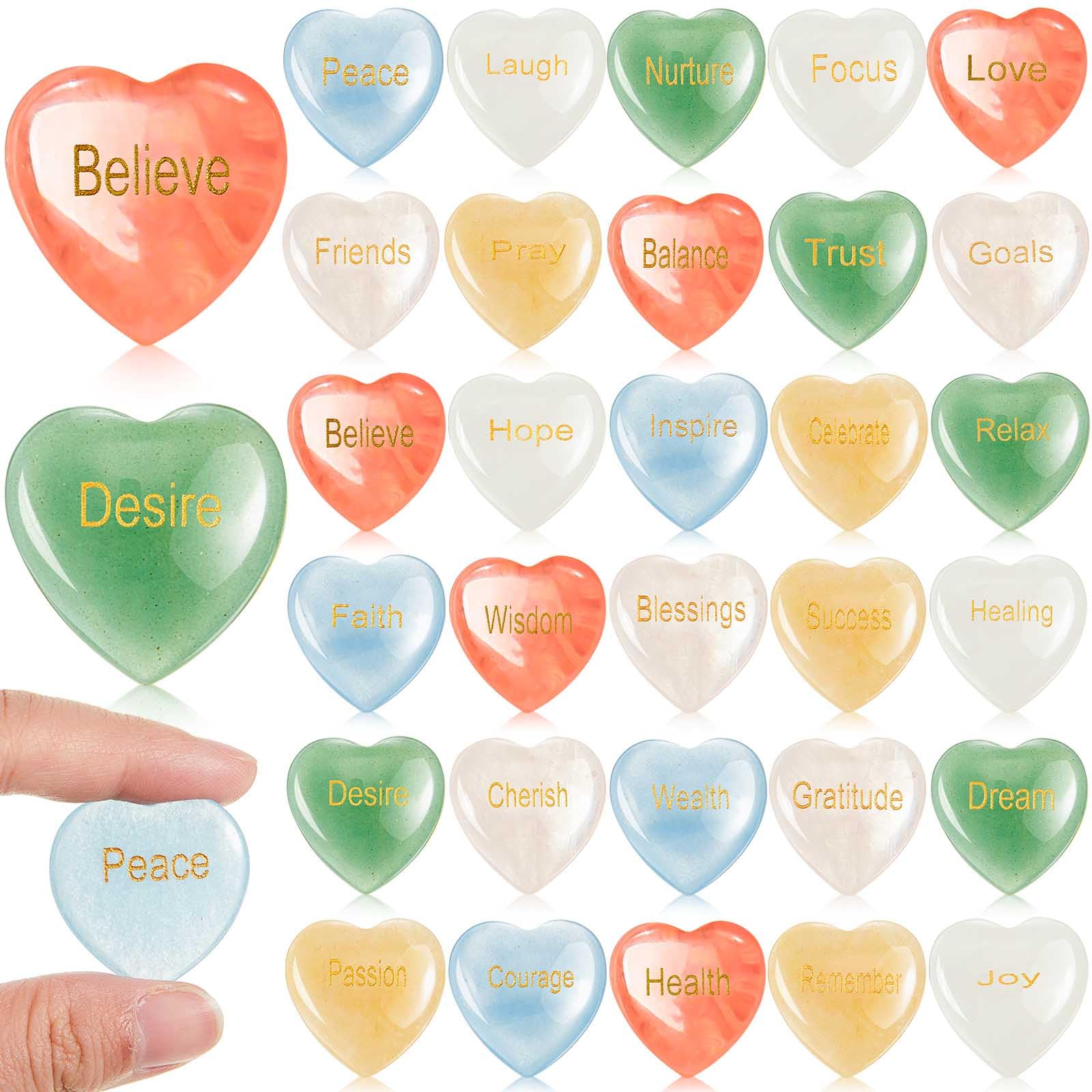 Pierres d'encouragement pour l'anxiété : 30 cœurs gravés pour votre bien-être