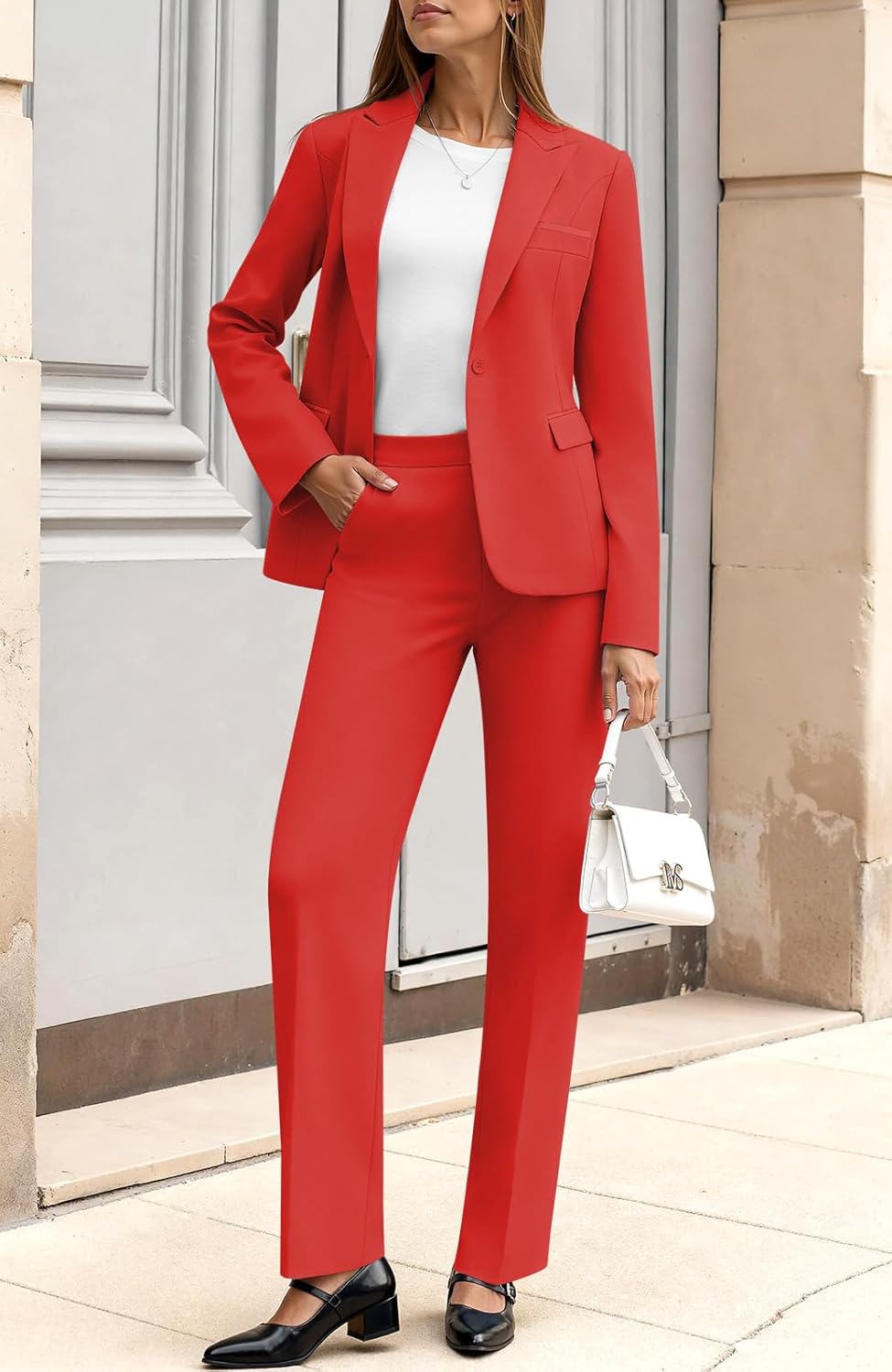 Women's 2 Piece Business Office Suit Lady Peaked Lapel Slim Fit One Button Blazer Jacket and Pants Set - Image 8