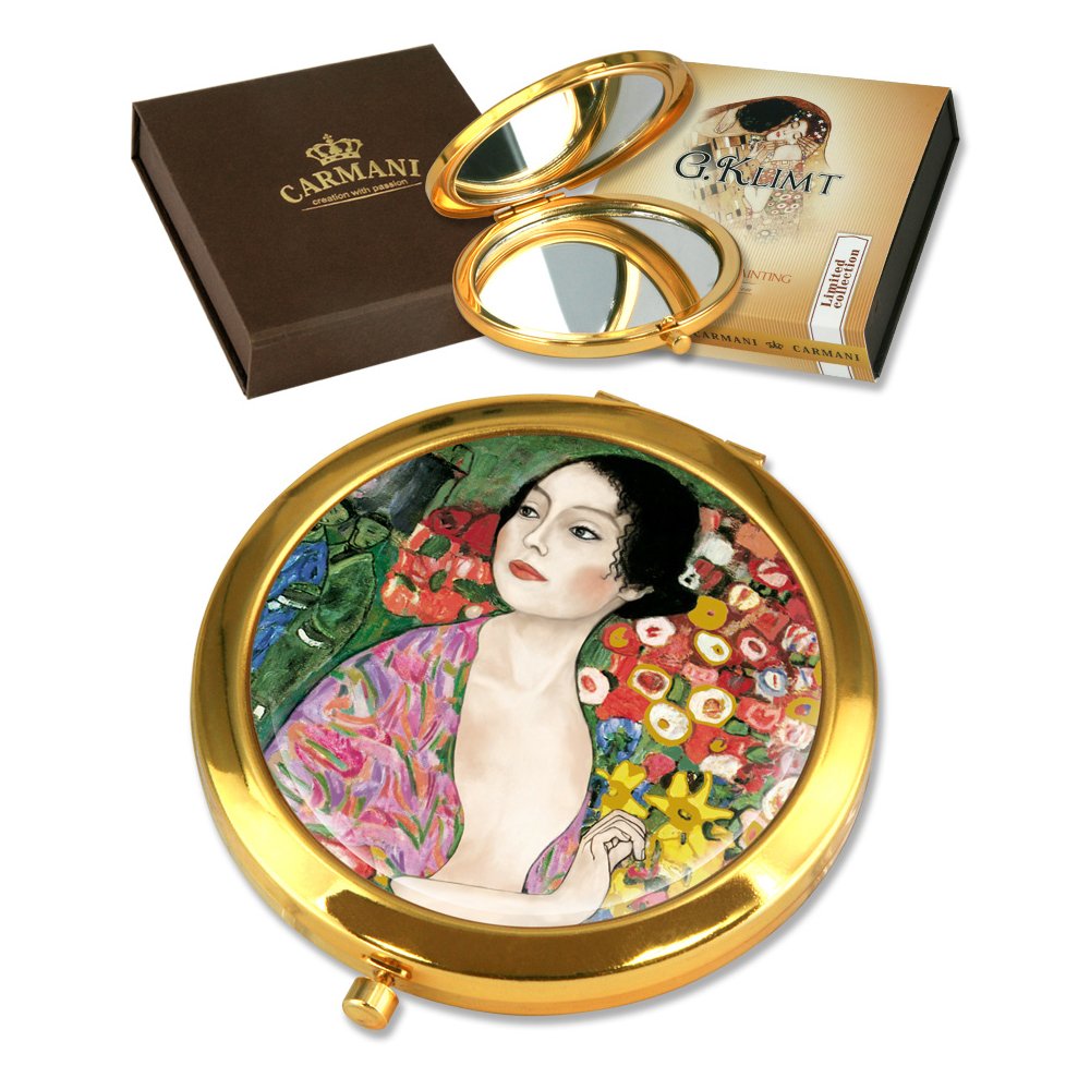 Carmani Gustav Klimt 'Dancer' Pocket Mirror, Gold Plated Bronze Make-up, Compact, Travel Mirror