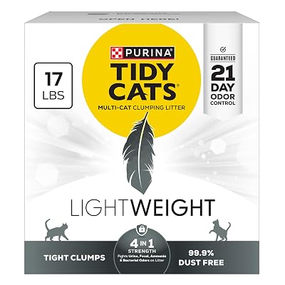 Purina Tidy Cats LightWeight 4-In-1 Strength Multi-Cat, Odor control, Clumping, 99.9 Percent Dust Free Cat Litter - 17 lb. Box