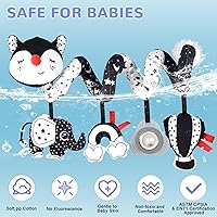 Vista 7 de XIXILAND Juguetes de Coche Musicales para Asiento de Bebé en Negro y Blanco, Juguetes para Bebés, Juguetes para Niños de 0 a 6 Meses, Juguetes