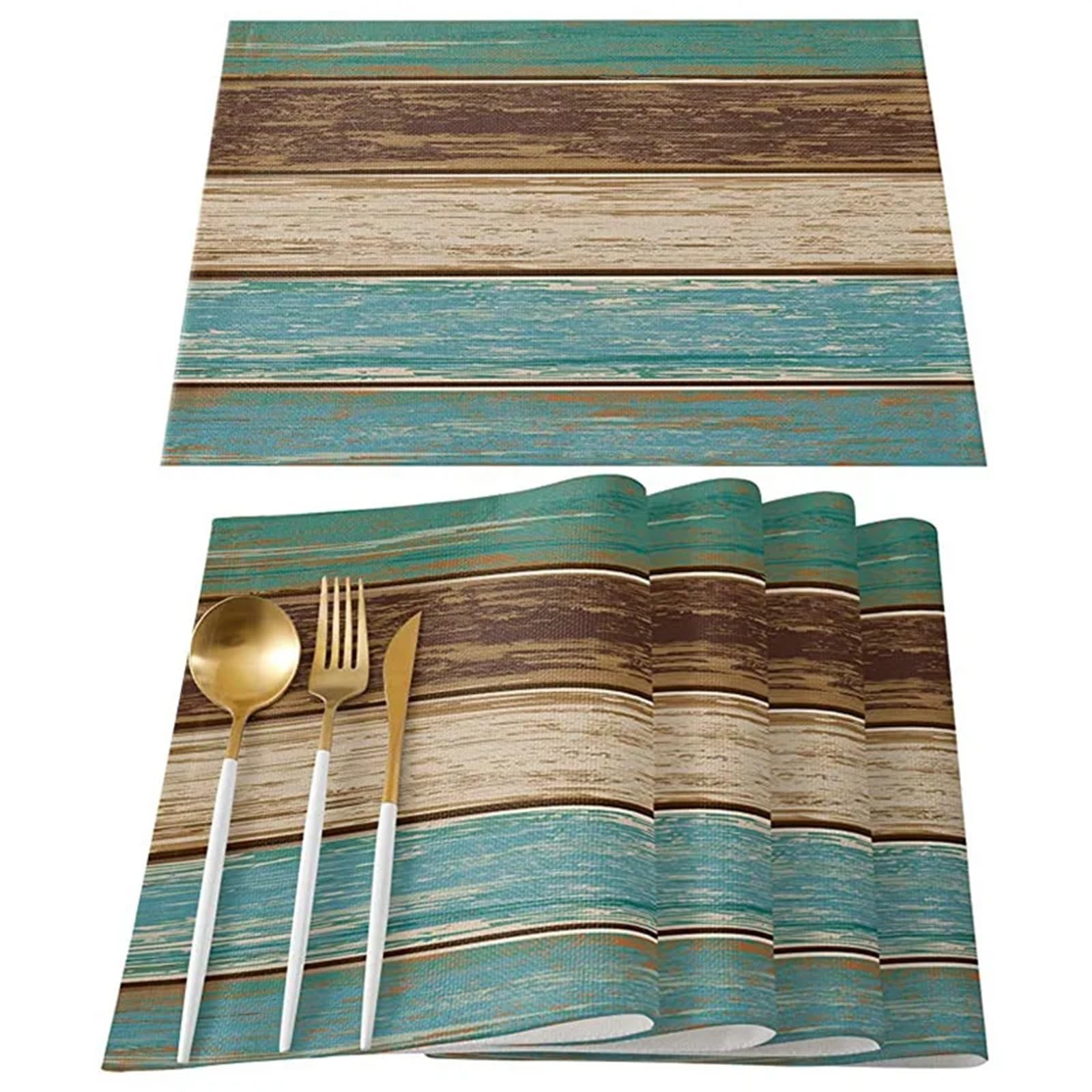 place mats for table Placemats Set of 4, Retro Rustic Barn Wood Texture Stain Resistant Table Mats Decoration for Kitchen Dining for Kitchen Restaurant Dining Table(A)