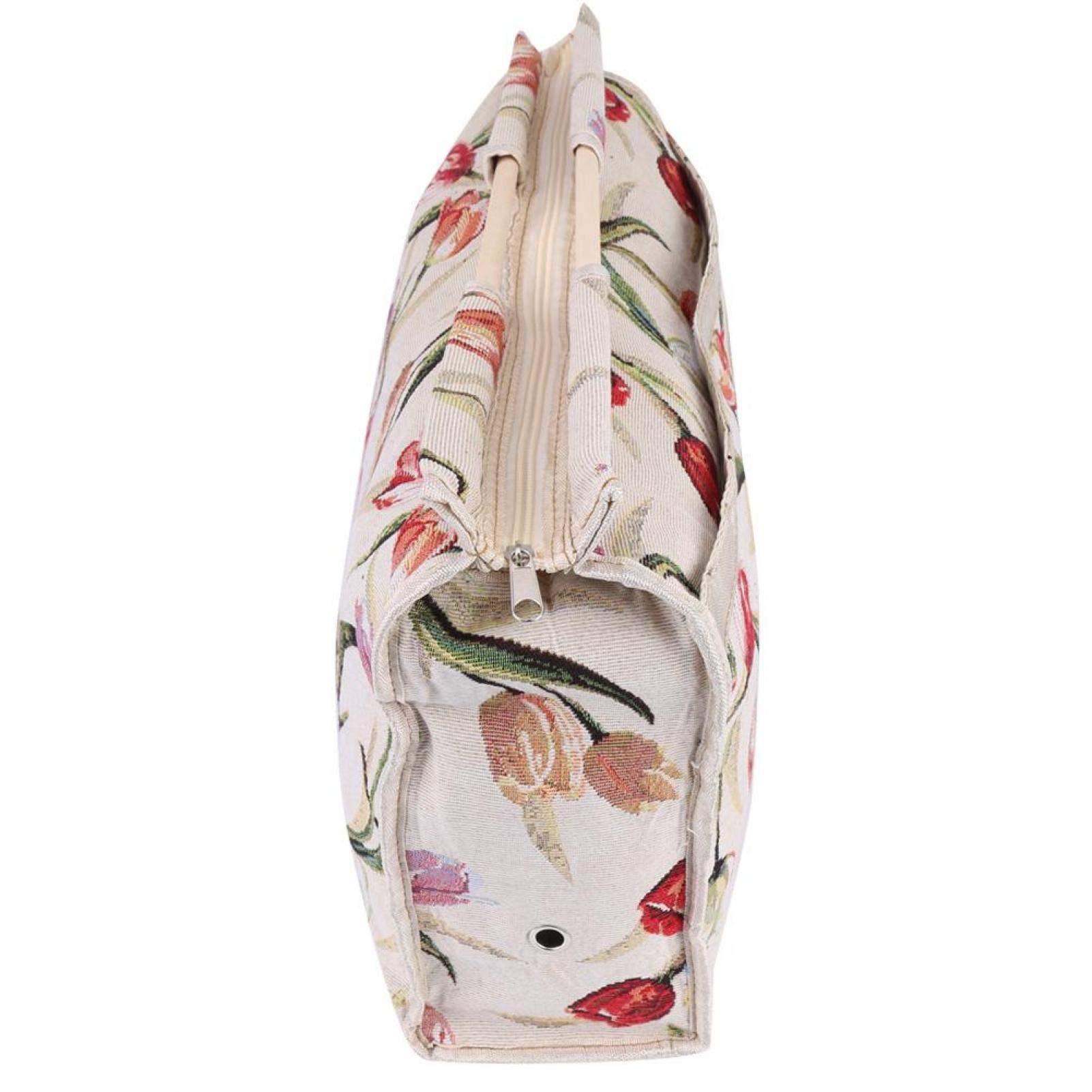 Borsa per maglieria con manico in legno, 1pc Borsa portaoggetti in tessuto intrecciato con manico in legno squisito per ferri da maglia Strumenti di cucito(Fiore rosso)