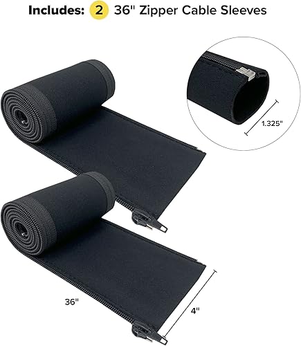 Miniatura 3 de Zipper Cable Sleeve by Wrap-It Storage - 36" x 4" (2-Pack) Black - Cord Organizer and Cable Protector for Desk, Computer, TV Cord Management to Hide