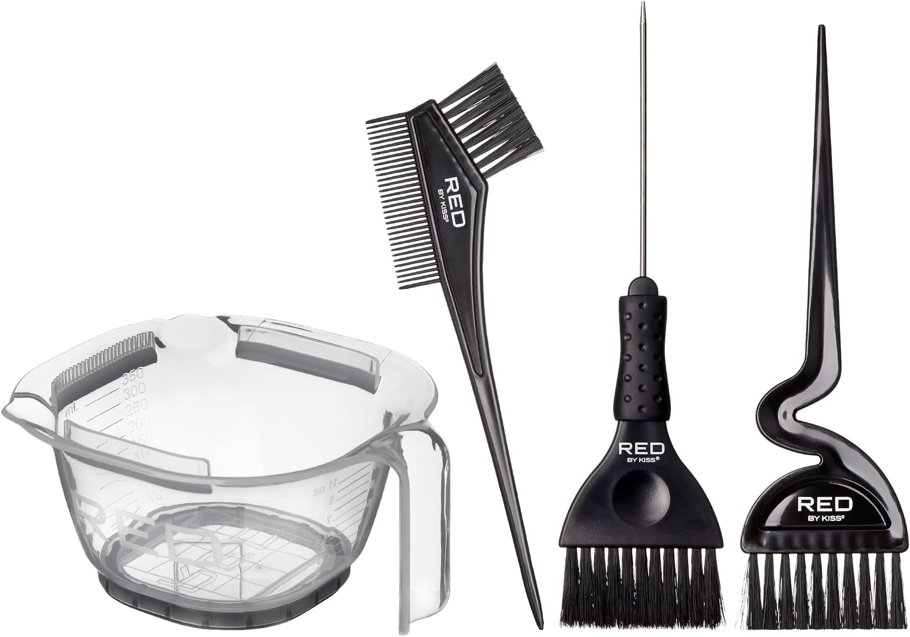 Red by Kiss Hair Coloring Kit, Hair Bleach Set - Mixing Bowl & Dye Brush (3PCS)