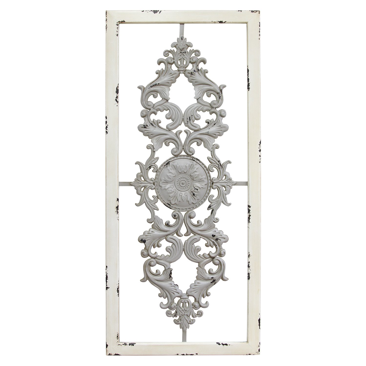 Stratton Home Decor Grey Scroll Panel Wall Decor, 36.00 W X 0.63 D X 16.00 H