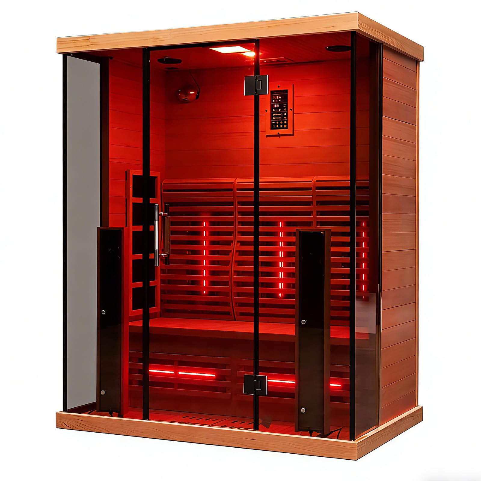 Full Spectrum Infrared Sauna for 3 Person, Canadian Hemlock Low EMF Sauna, Infrared Sauna WiFi Control, Personal Luxury Spa for Home & Gym, Speaker, Oxygen bar, Reading & 7-Color Light 62" L x 42" W x 78" H