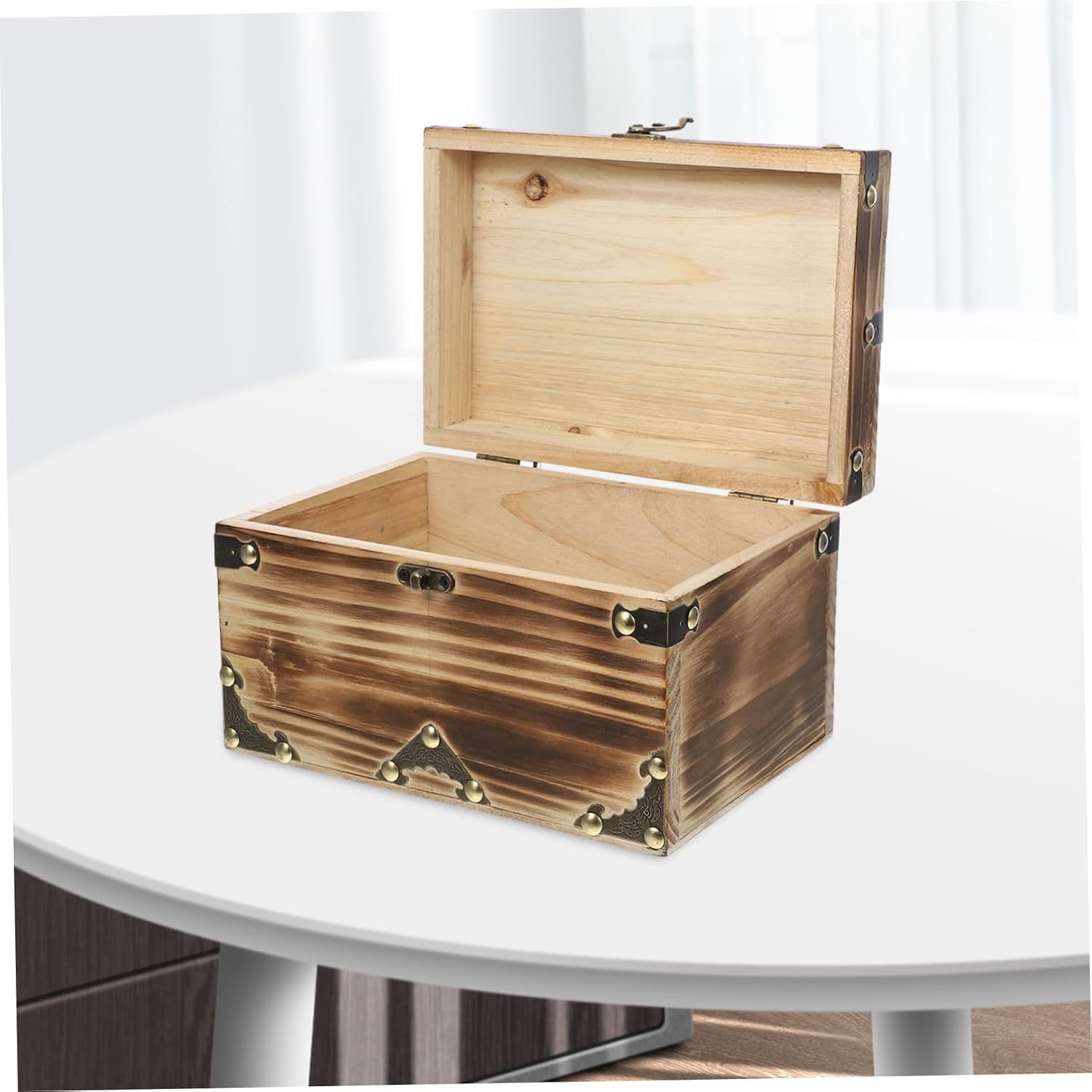 6301a Wooden Jewelry Box Vintage Treasure Chest for Necklace Bracelet Earring Storage Pirate Game Decorative Chest Box