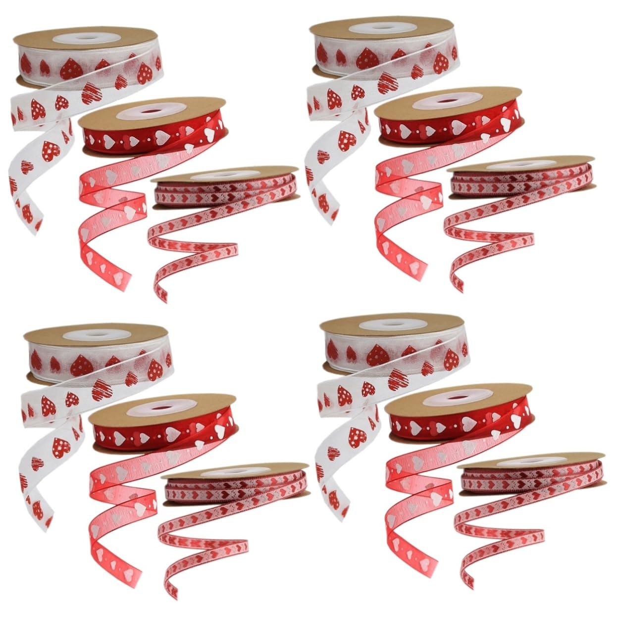 SHINEOFI 4 Sätze Valentinstag Bänder Bögen Stift Aufkleber Verpackungsband Herz Valentinsgrüße Strasssteine Hochzeitsband Sackleinen Liebe Gold Banddekor Partybänder Polyester 3 Rollen * 4