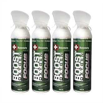Boost Oxygen Think Tank Natural Portable Sport Outdoor Exercise Therapy 10 Liter Pure Canned Oxygen, Organic Rosemary (4 Pack)