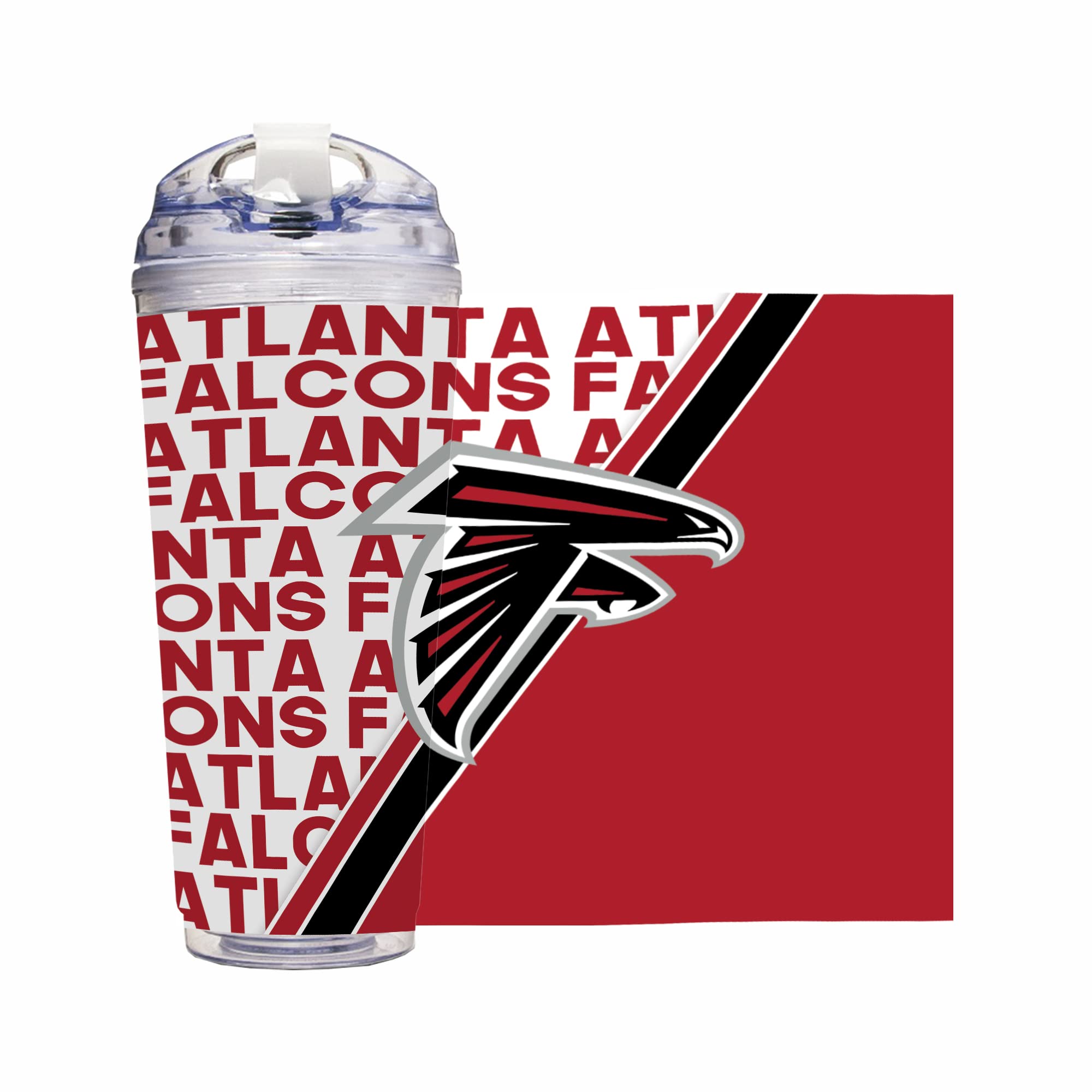 Rico Industries NFL Football 24oz Acrylic Tumbler with Hinged Lid, Officially Licensed Double Wall Tumbler for NFL Fans