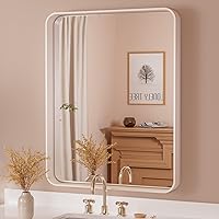 Vista 79 de TETOTE Espejo de marco negro de 16 x 24 pulgadas, espejo de tocador de baño para pared, moderno espejo rectangular de esquina redonda con marco