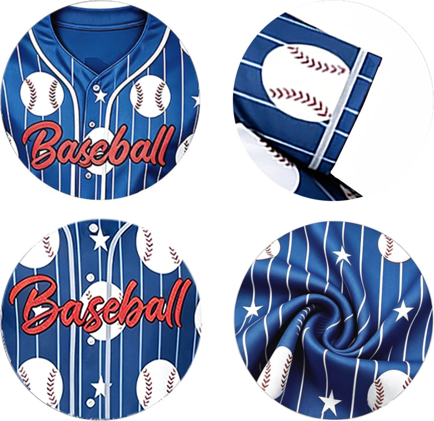 Baseball Button Up Shirt for Men Double Sided Print T-Shirt