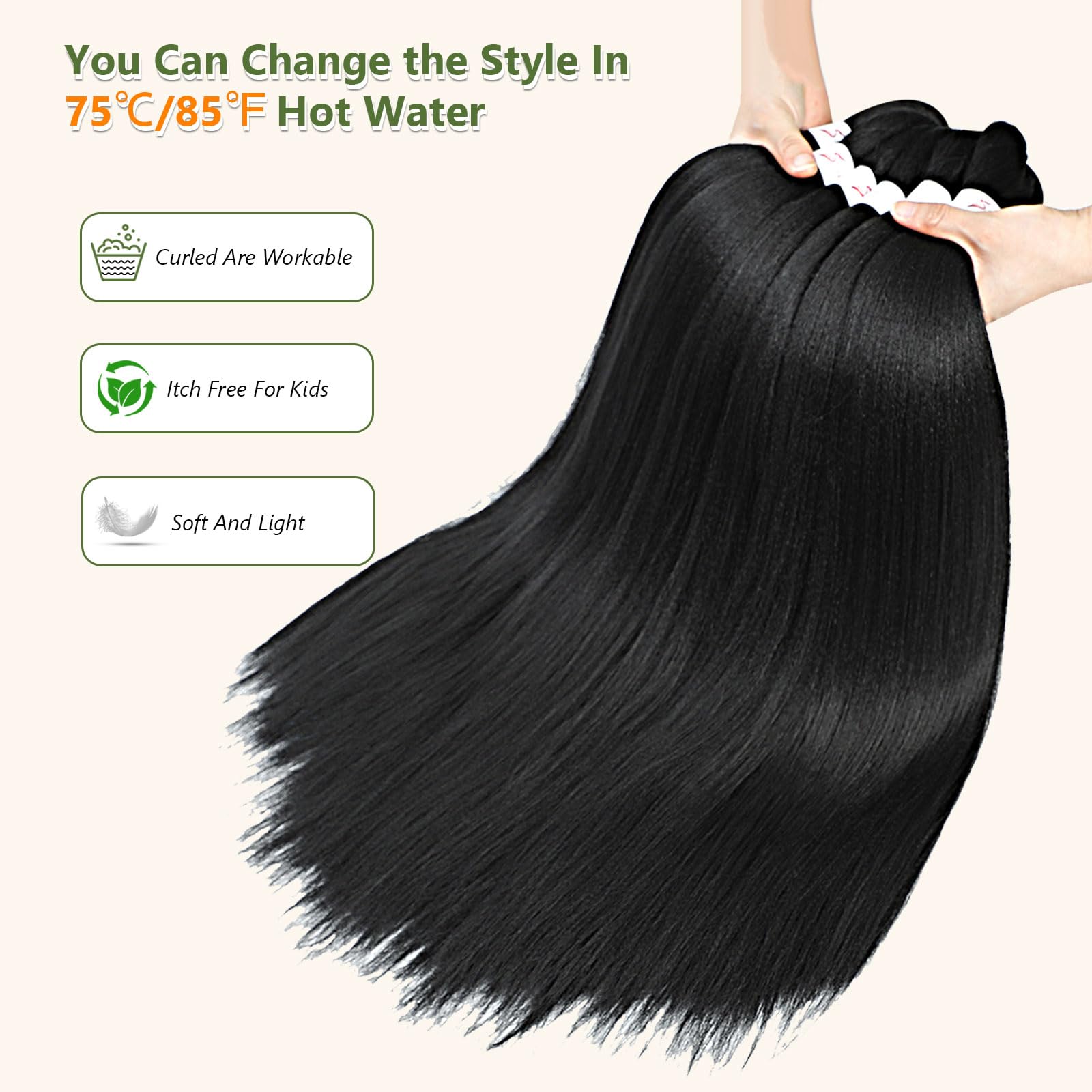 Braiding Hair Pre Stretched 24 Inch 8 Packs Long Braiding Hair Extension Pre Stretched Braiding Hair Professional Synthetic Hair For Braiding Hot Water Setting Soft Yaki Texture(24" - Image 4