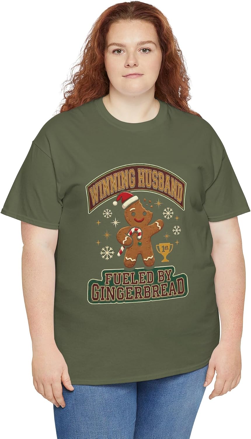 Winning Husband Fueled by Gingerbread Funny Christmas Cookie Baking Humor Graphic Military Green