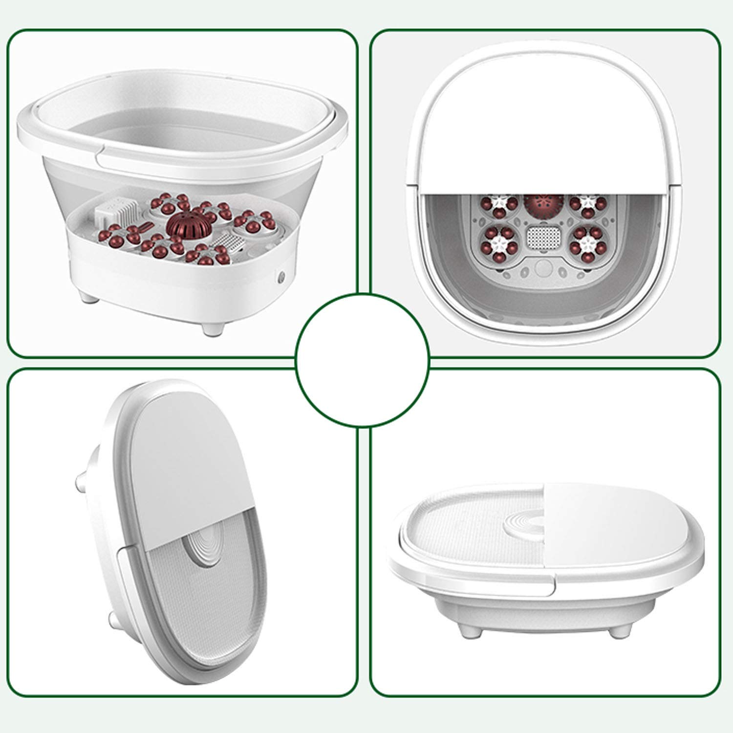 Masajeador Eléctrico para Baño de Spa para Pies, Pequeño Hogar Plegable, Calentamiento Automático Y Temperatura Constante, 38-45 ° Cuatro Nide Temperatura Ajustable, Fisioterapia con Luz Roja Y Burbuj