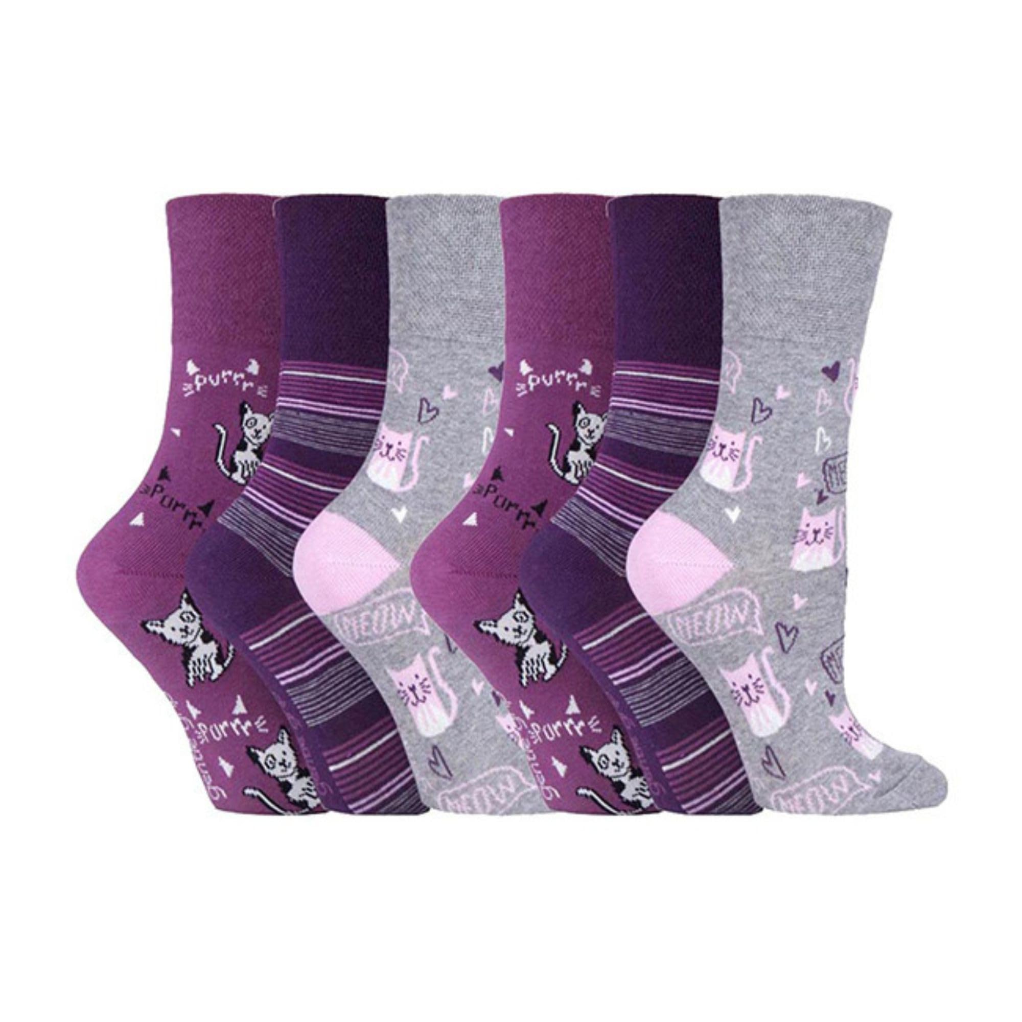 Sock Shop Gentle Grip Women's Solrh200 - Animal Novelty Socks – 6 Pack | Non-Elastic Cotton Socks With Cute Dog, Cat & Wildlife Designs (4-8, )