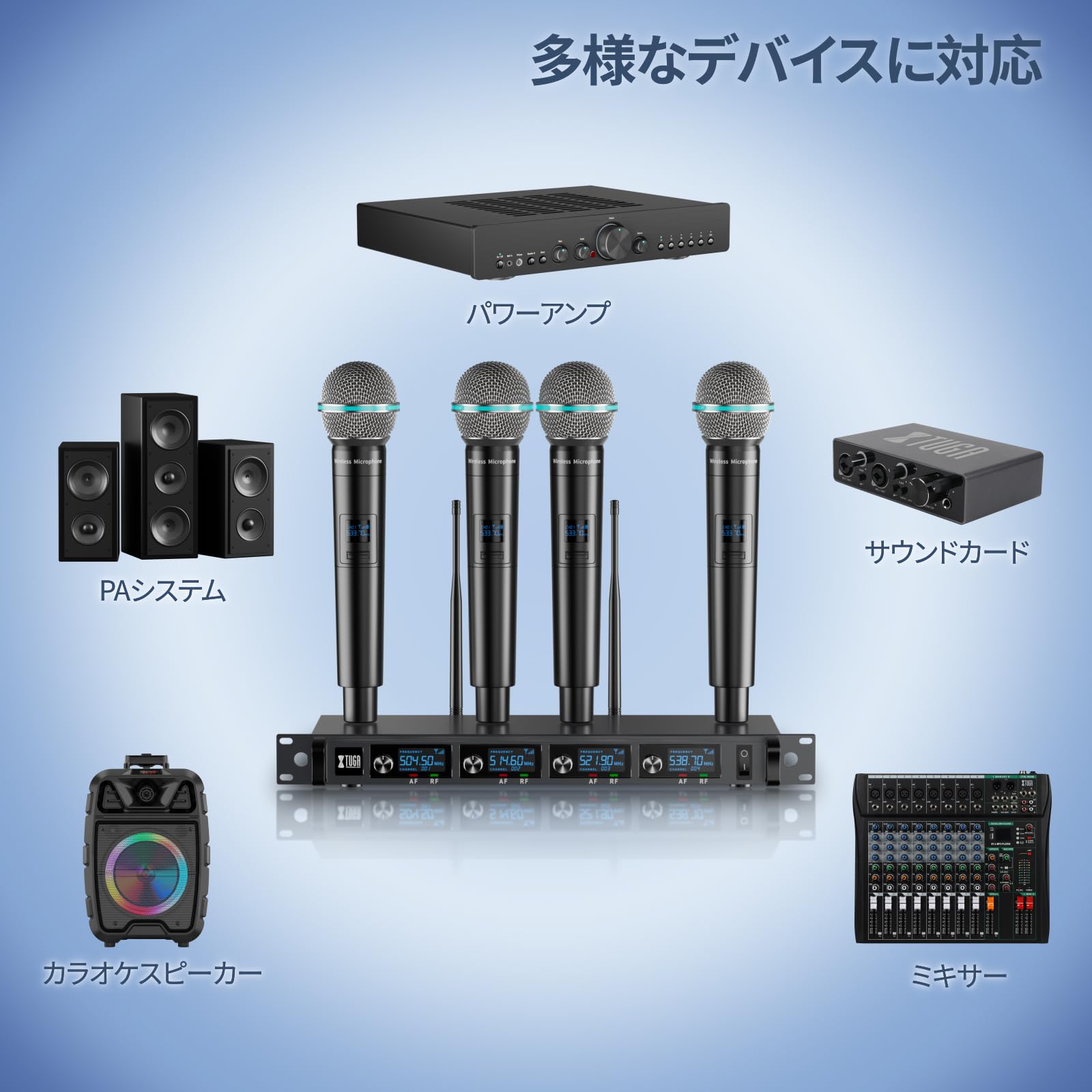 Amazon.co.jp: XTUGA A140 Wireless Microphone System, 4 Channel UHF