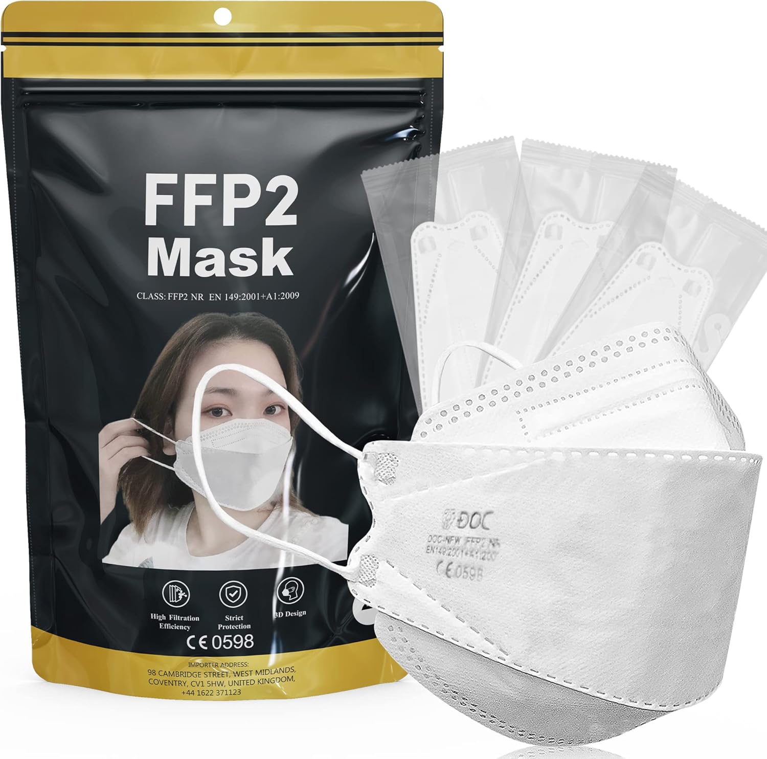 25 PCS INDIVIDUALLY WRAPPED FFP2 Face Masks Uk certified face masks