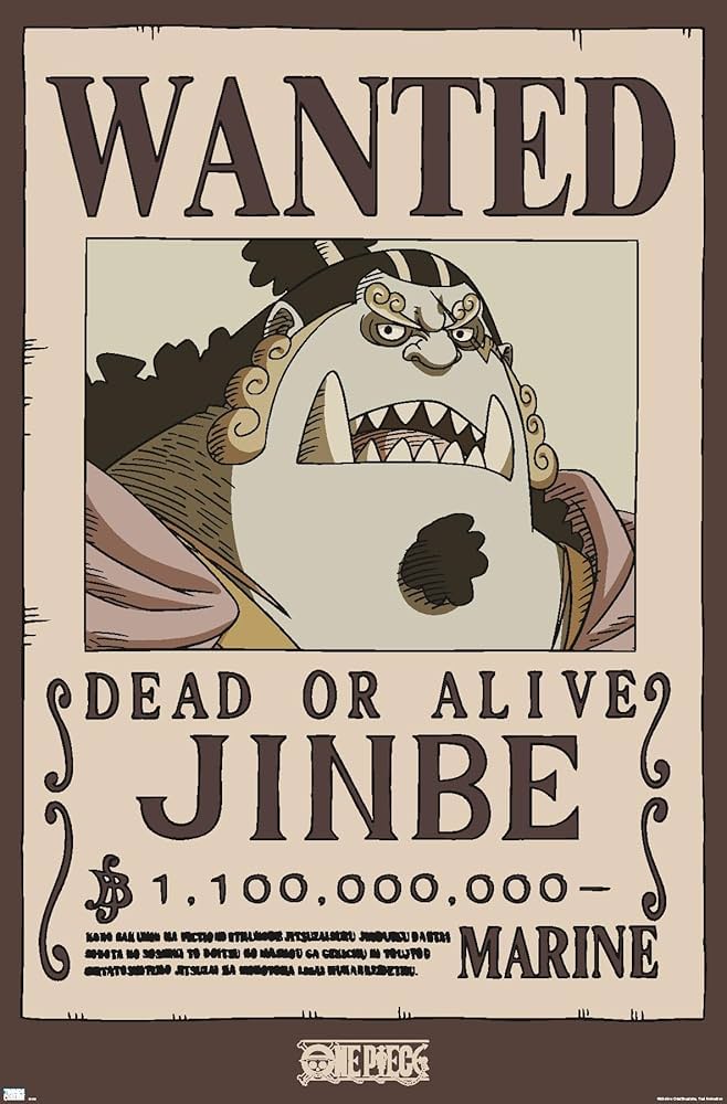 Amazon.com: One Piece - Jinbe Wanted Poster Wall Poster, 22.4L