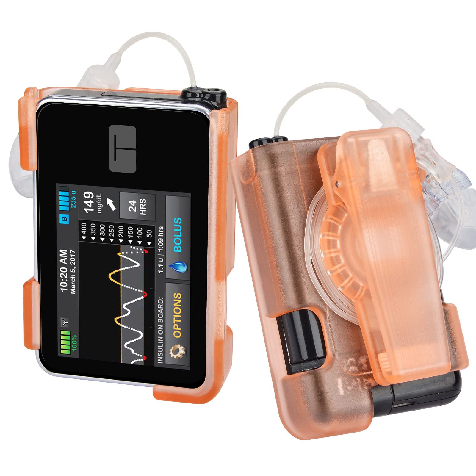 Healvaluefit Tslim x2 Pump Case with Clip, Tandem Tslim Pump Case with 360° Rotatable Clip, Tandem Tslim x2 Pump Accessories, Friendly to Screen Protector, Compatible with t:Slim, t:Slim G4 (Orange)