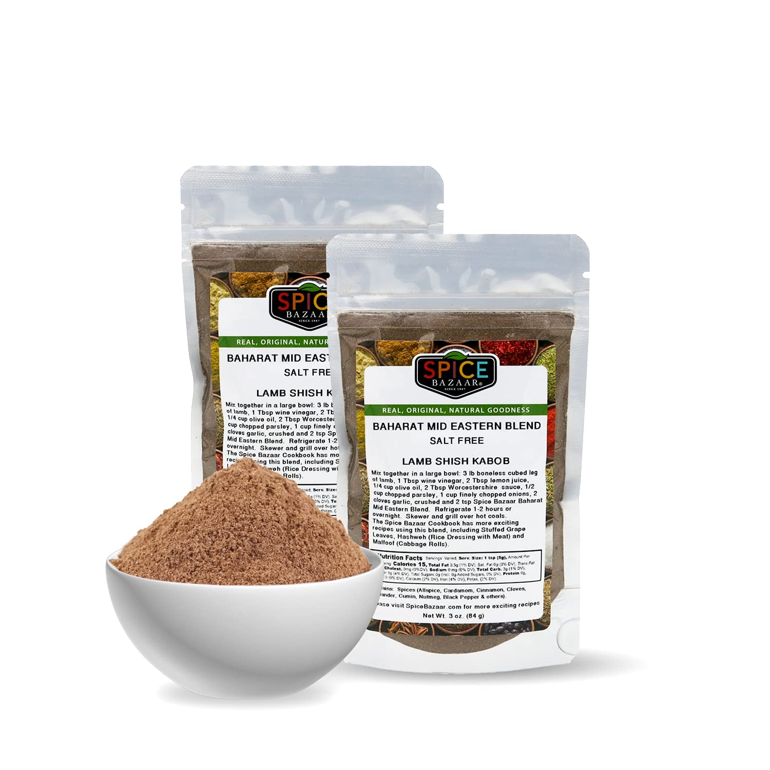 Original Baharat - Real Middle Eastern Blend - Pack of 2x3 oz – Natural – Salt-Free – No Chemicals – No Fillers – No Artificial Flavors Elevate your