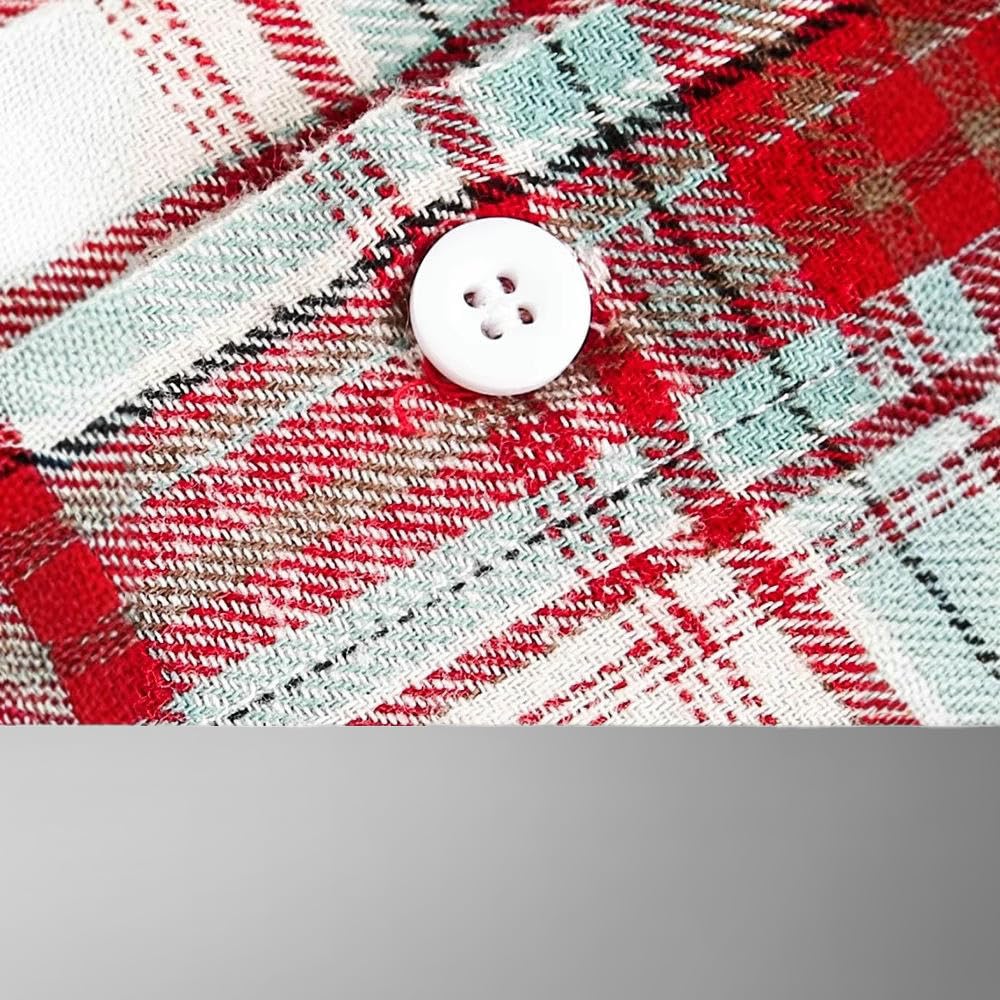 Camisa casual de verano para hombre, de manga corta, suelta, con solapa, a cuadros