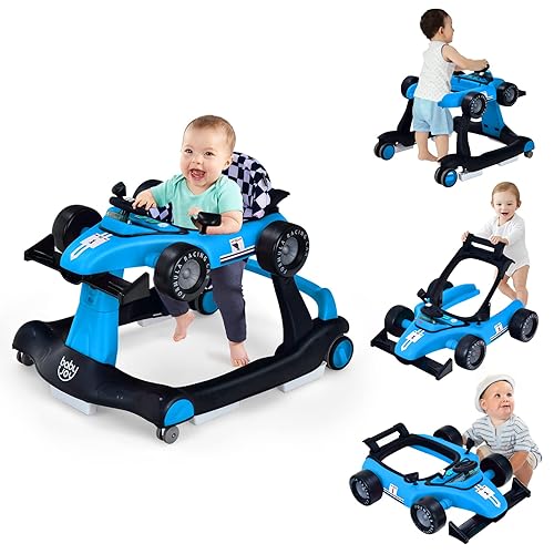 Miniatura 72 de BABY JOY Andador de bebé 4 en 1, caminador de actividad plegable con altura y velocidad ajustables, música, luces, antivuelco, andador de empuje