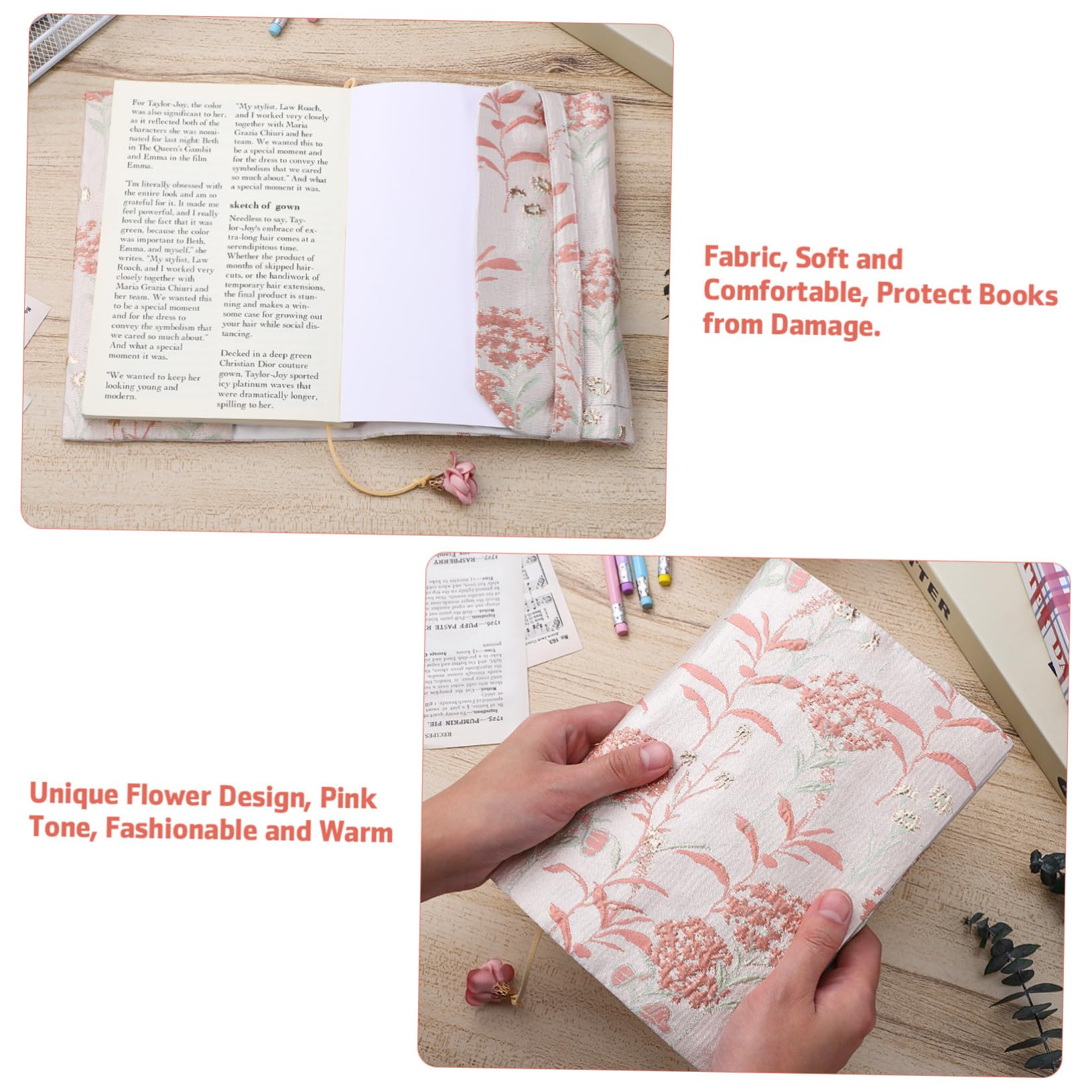 3piezas Cubierta De Tela Para Libros Diseño Estético Protector De Libros Funda De Scrapbook Incluye Marcapáginas y Protección Contra Daños