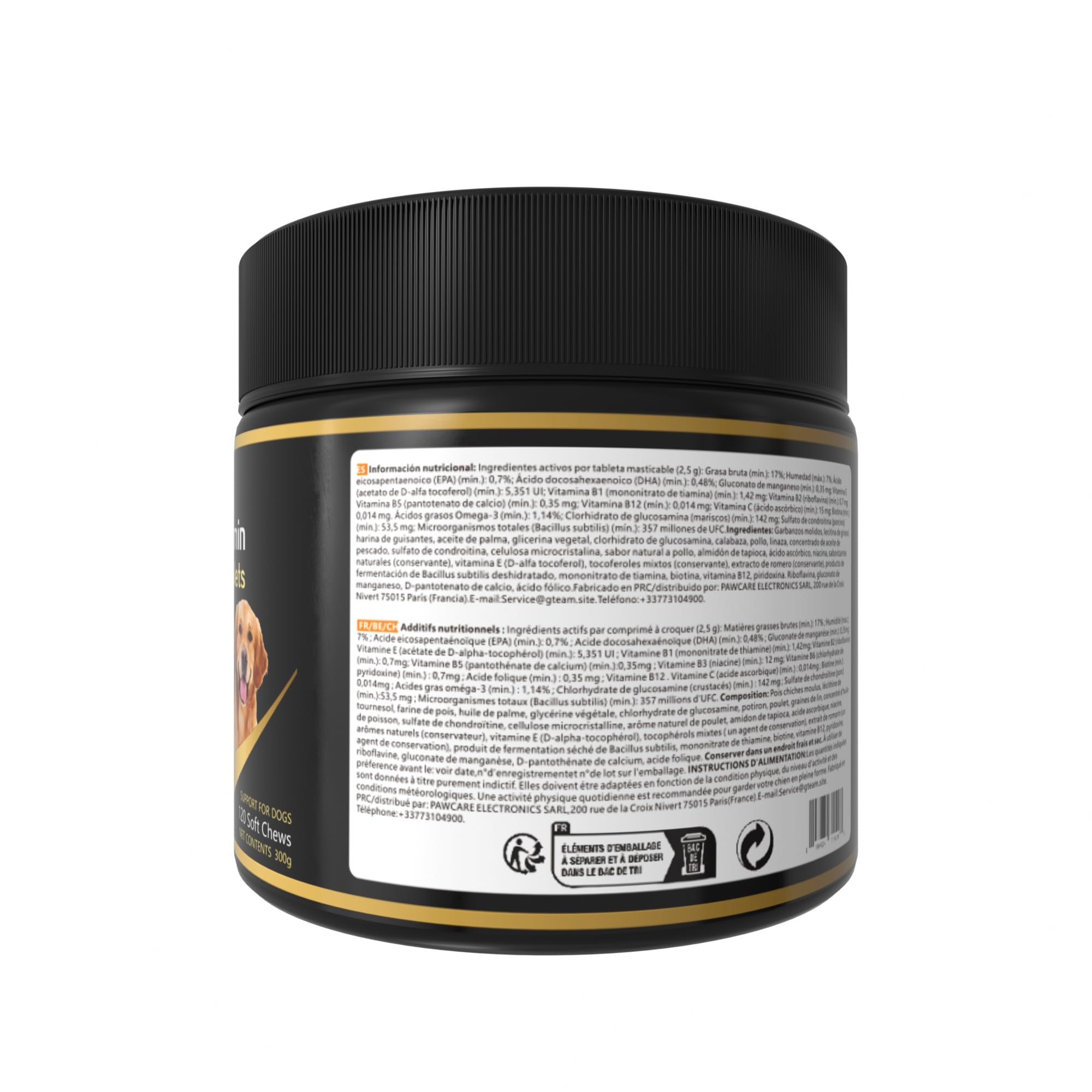 Meloive 8 en 1 Multivitamines pour Chien | Compléments Alimentaires Premium pour Chiens | Vitalité, Probiotiques, Articulations, Pelage, Immunité, Coeur, Cerveau | Au Poulet | 120 Comprimés