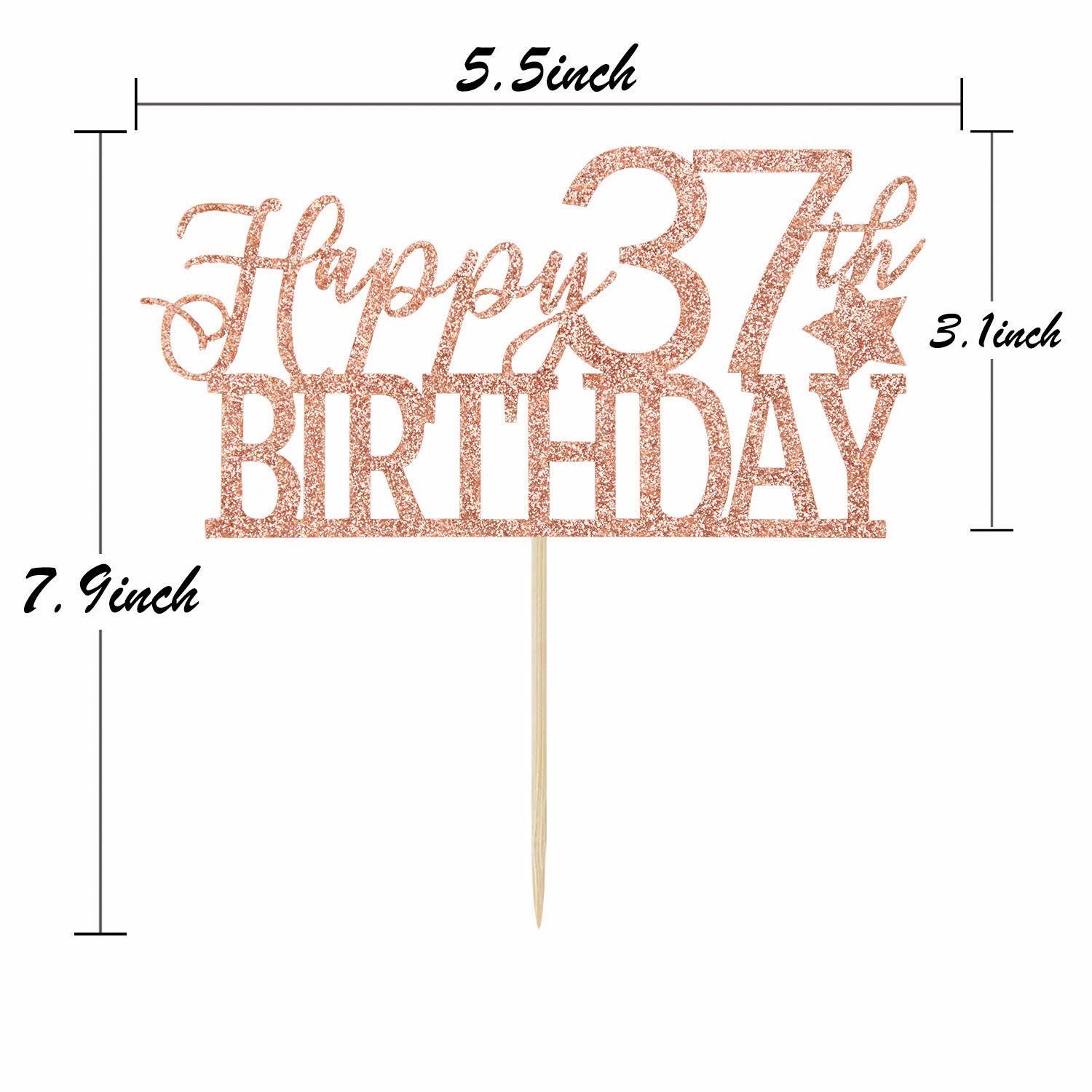 37th Brthday Cupcake Toppers | Gltter Number 37 Decoratons | 37th