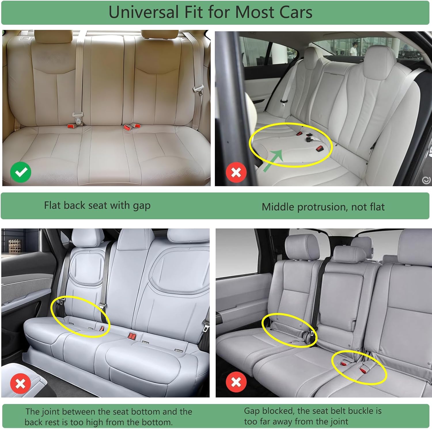 Pu Leather Bottom Car Seat Covers and Rear Seat Covers 3PCS Car Seat Protectors Back Seat Cover Universal Fit for Most Cars, SUV, Pick-up Trucks (Beige)