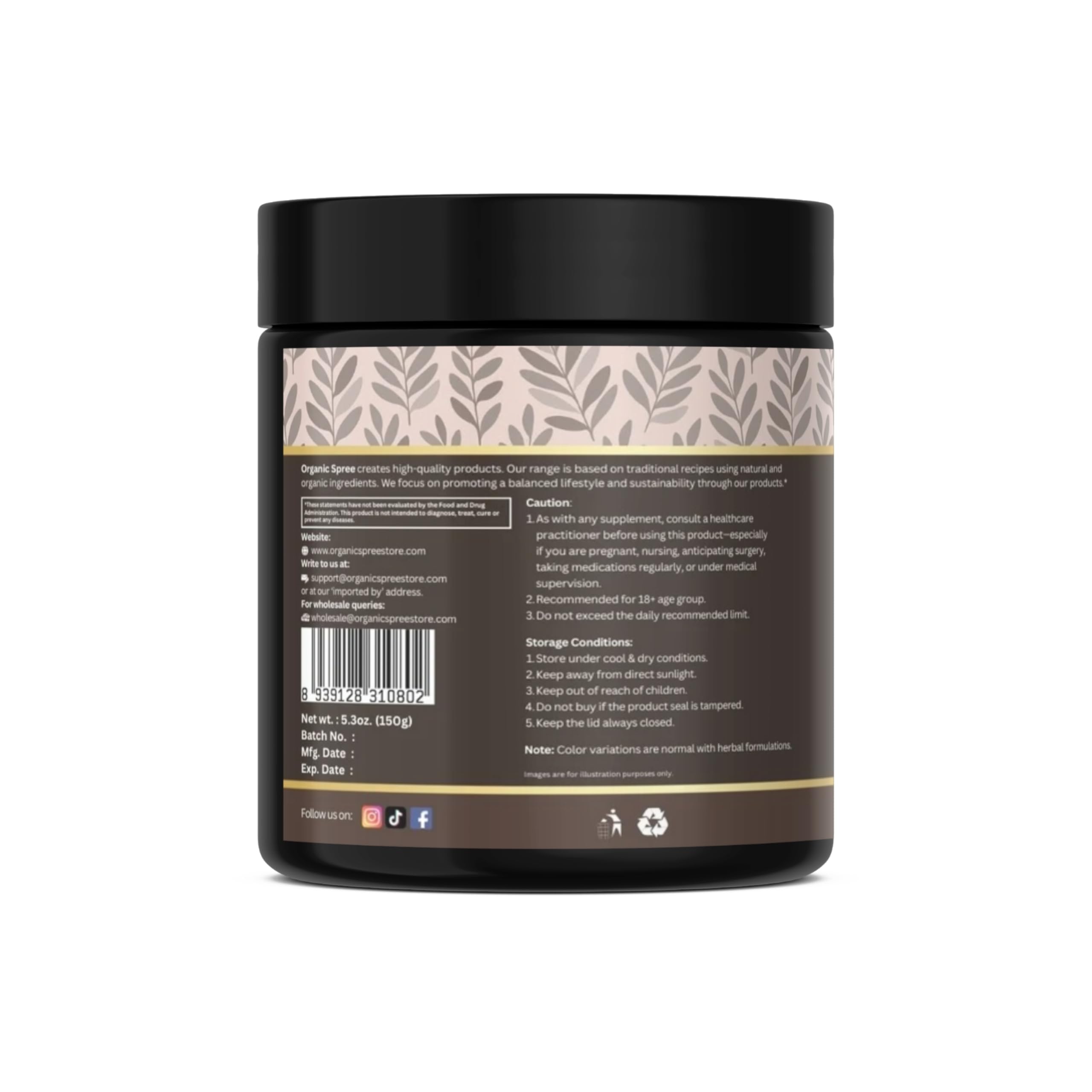 ORGANIC SPREE Stamiora Powder – 150 g (5.3 oz) | USDA Organic Certified | Ayurvedic Herbal Blend of Gokshura, Safed Musli, Ashwagandha, Guduchi & Moringa — Amazon image 2