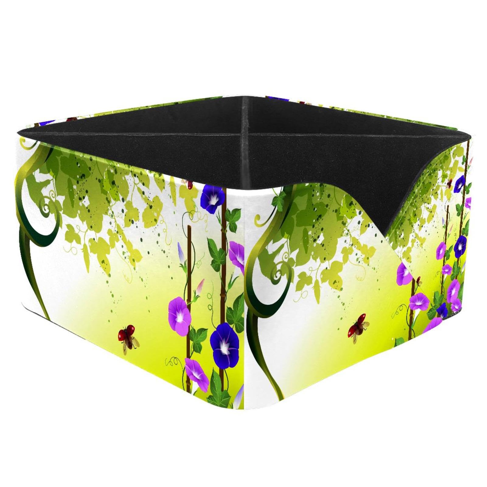 KengjuTesu Ladybugs with Morning Glory Desktop Organizer Pen Holder, Rectangular Pencil Cup for Office, Study and Makeup Stations