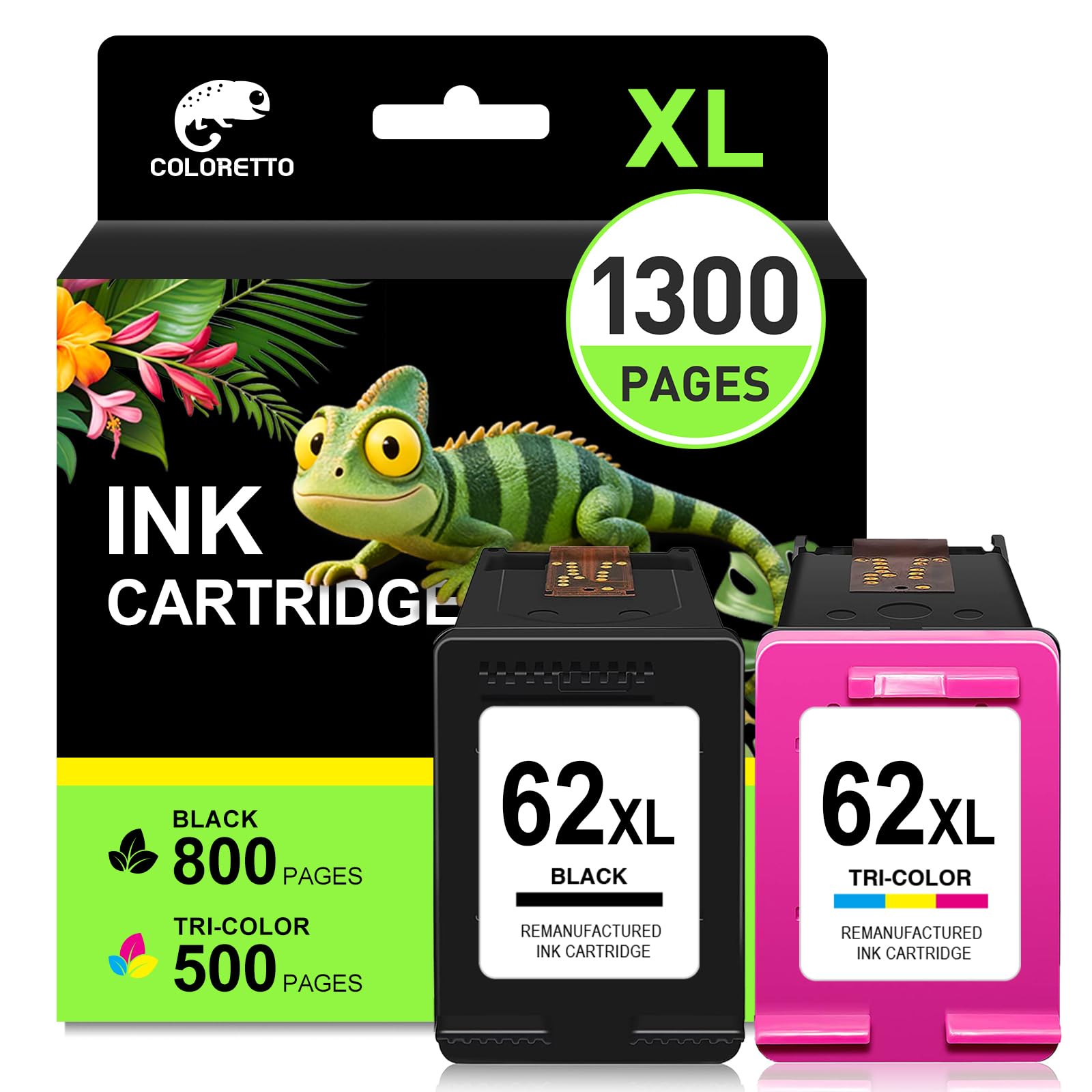 Amazon.co.jp: COLORETTO 62 XL 再生プリンターインクカートリッジ HP