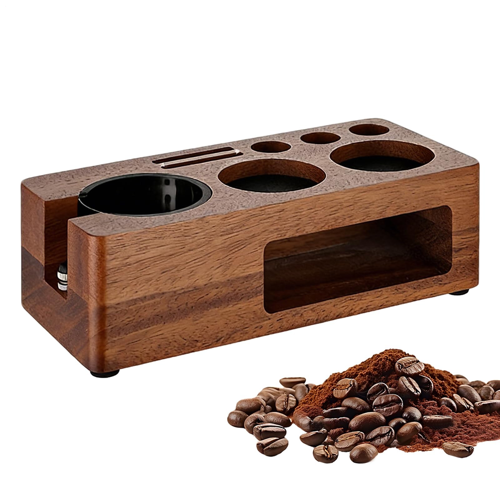 Tamper Station Holziger Rutschhemmender Espresso-Organizer Mit | Organizer Station für Kaffeezubehör Für Küche Wohnzimmer und Studentenzimmer